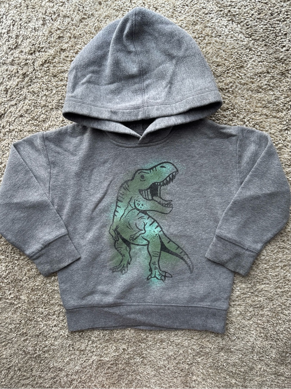 Jumping Beans Toddler Boys Gray Dinosaur Fleece Hoodie Pullover Size 3T